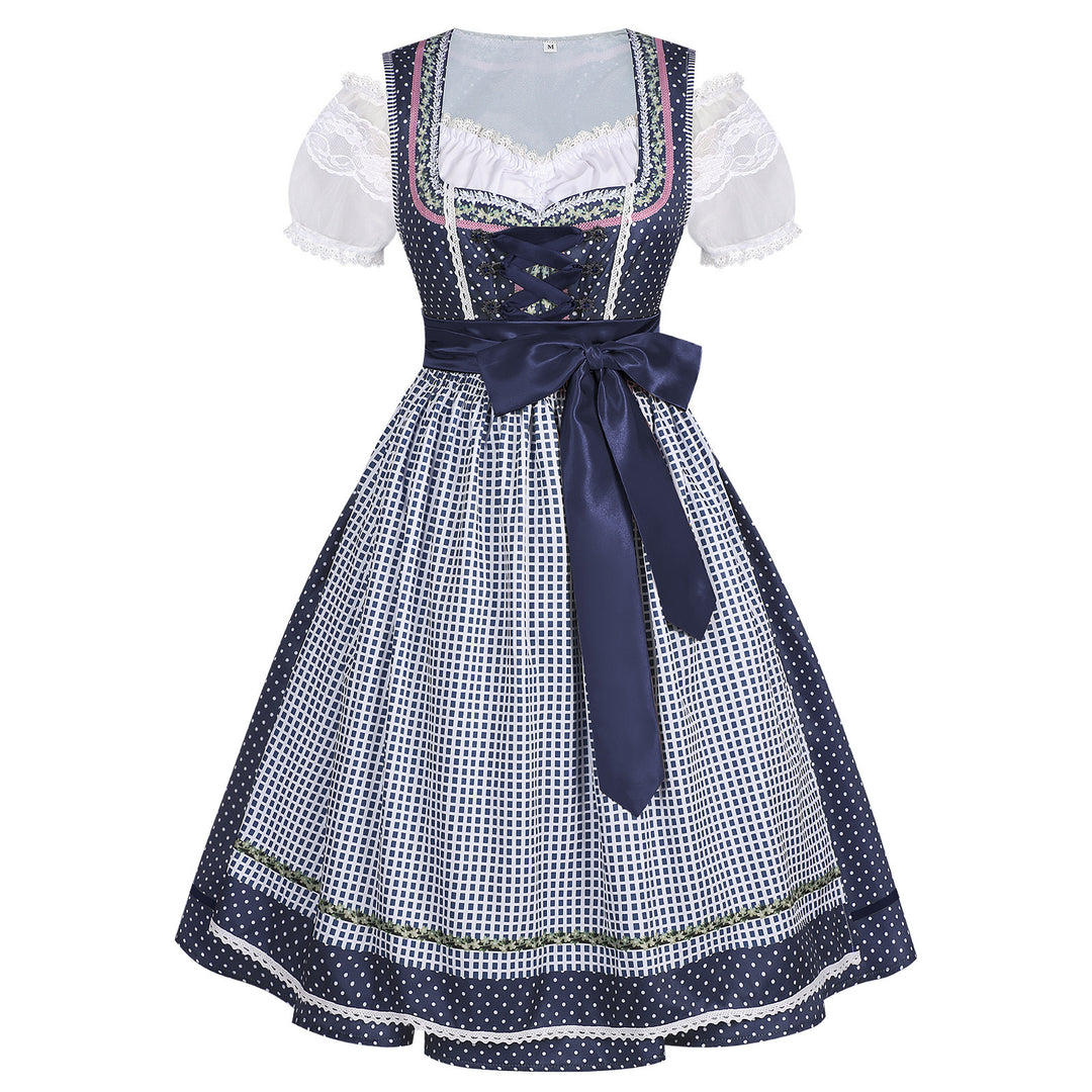 Damen nan traditionelles Trachten-Dirndl mit geschnürter Corsage, Spitzenärmeln und schwingendem Tellerrock Echo Archiv
