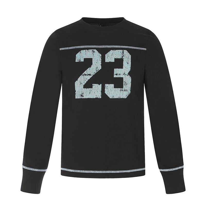 Herren Langarm-Sweatshirt mit Rundhalsausschnitt und sportischem Nummern-Print Echoarchiv