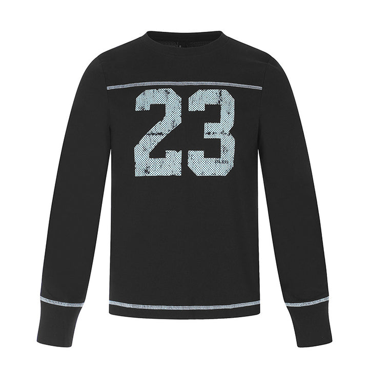 Herren Langarm-Sweatshirt mit Rundhalsausschnitt und sportischem Nummern-Print Echoarchiv