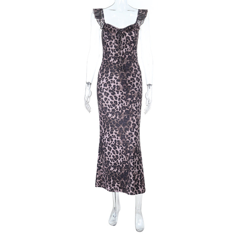 Damen Maxi-Kleid mit verführerischem Leopardenmuster und Rüschendetails Echo Archiv