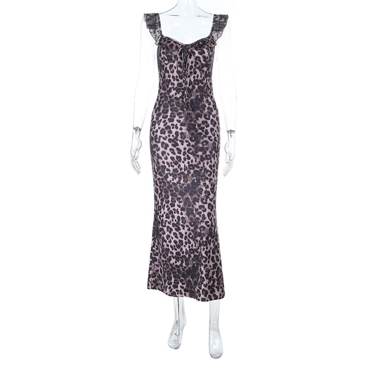 Damen Maxi-Kleid mit verführerischem Leopardenmuster und Rüschendetails Echo Archiv