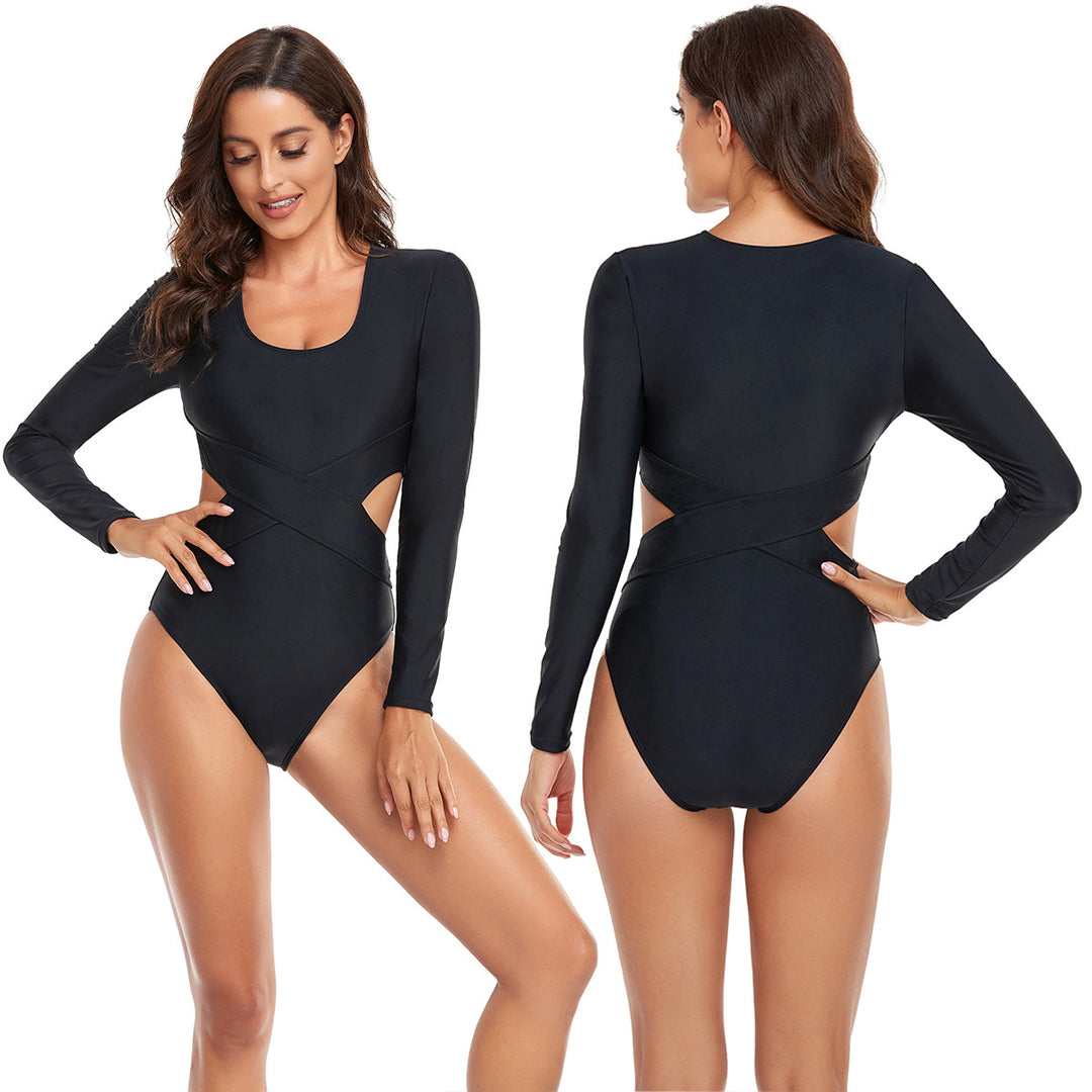 DamenSportlicher Langarm-Badeanzug mit modischem Cut-Out-Design Echo Archiv