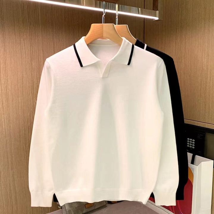 Herren Elegantes Langarm Poloshirt Echo Archiv