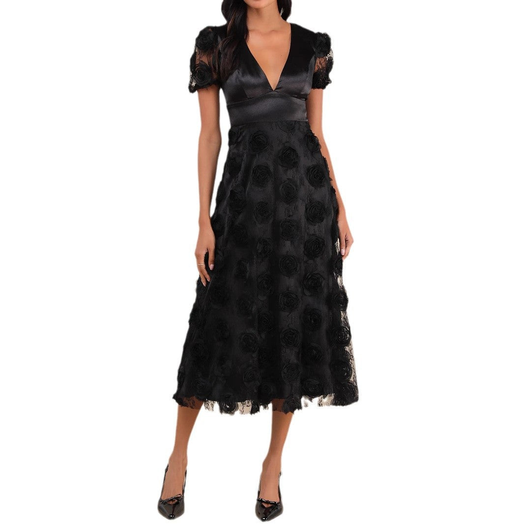 Damen Elegantes Maxikleid mit floralem Spitzenbesatz Echo Archiv