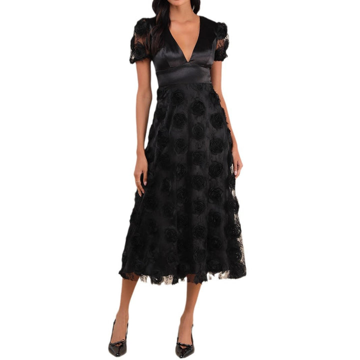 Damen Elegantes Maxikleid mit floralem Spitzenbesatz Echo Archiv