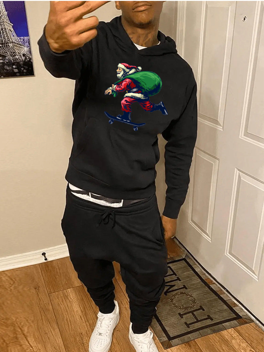 Herren Hoodie und Jogginghose Set mit kreativem Weihnachtsmotiv Echoarchiv