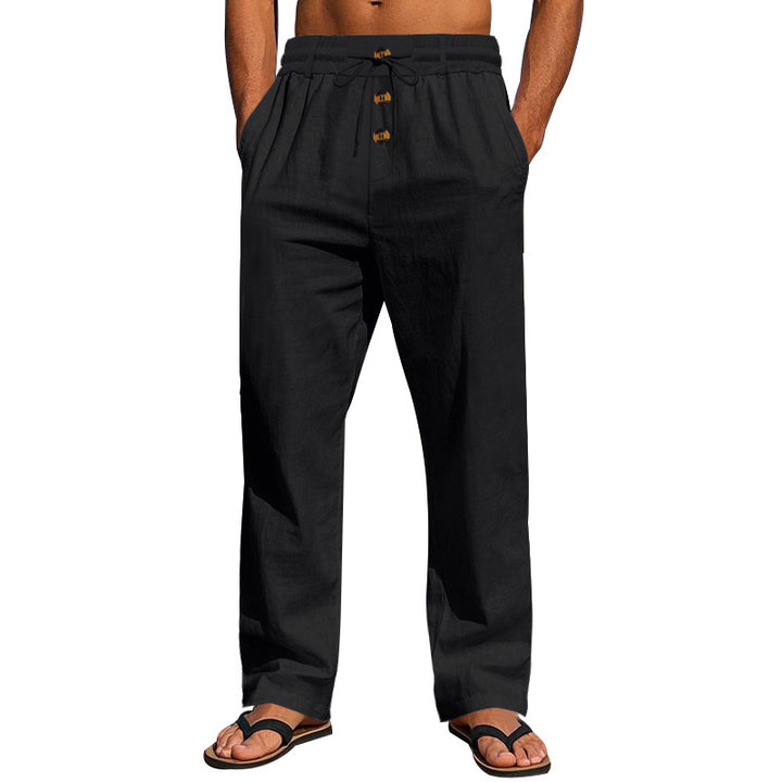 Herren Leichte Freizeit-Linenhose mit elastischem Bund und praktischen Taschen Echoarchiv
