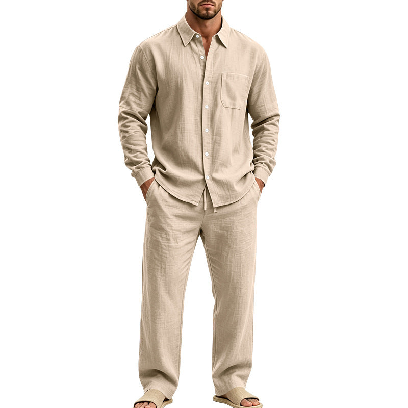 Herren entspanntes Leinen-Hemd und weite Loungewear-Hose Echoarchiv