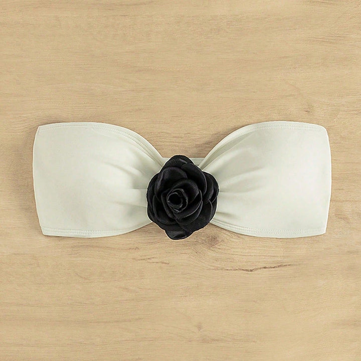 Damen Bandeau-Bikinioberteil mit dekorativer Blumenapplikation Echo Archiv
