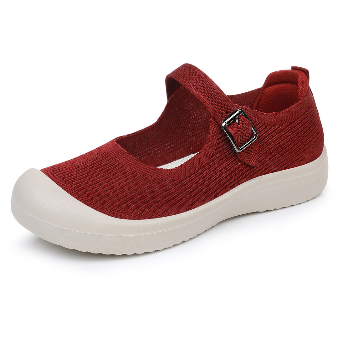 Damen nan gestrickter Mary-Jane Komfortschuh mit verstellbarem Riemen, atmungsaktivem Strickobermaterial und stoßdämpfender Leichtlaufsohle Echo Archiv
