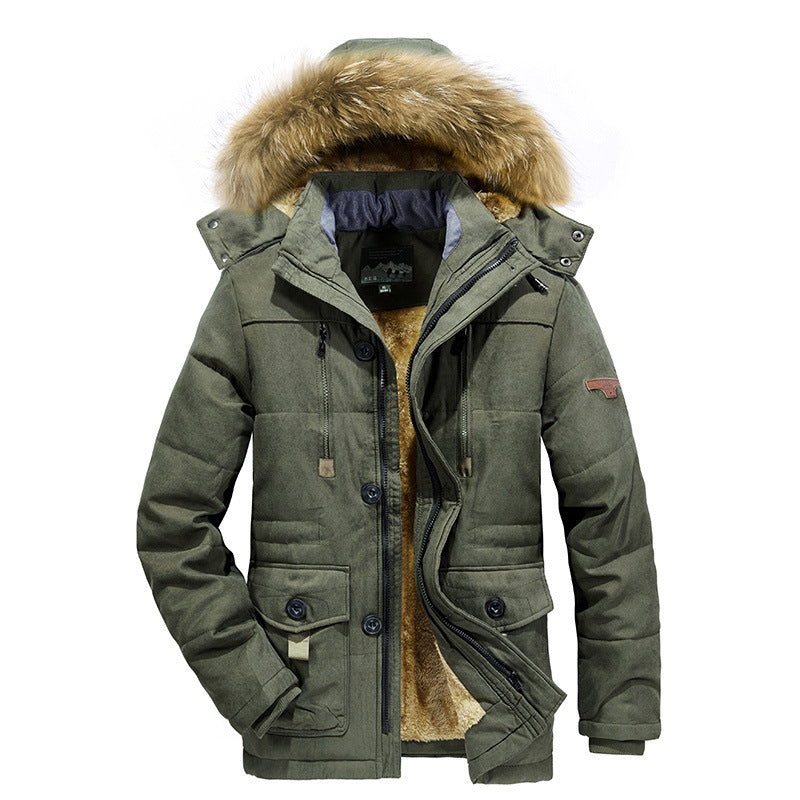 Herren Gefütterter Winterparka im Field-Style mit Teddyfutter und Kunstfellkapuze – Marzano