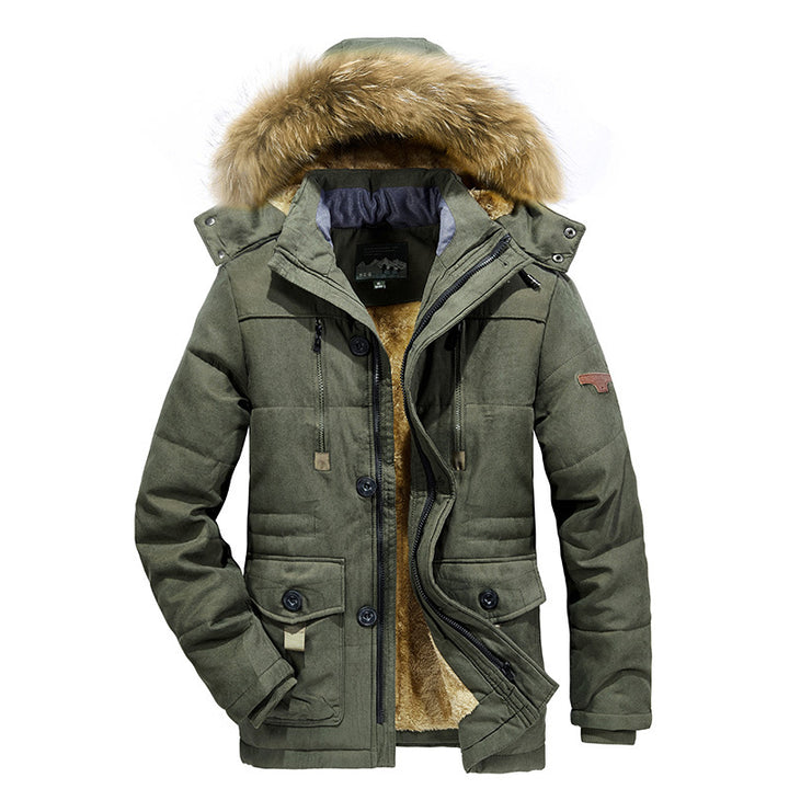 Herren Gefütterter Winterparka im Field-Style mit Teddyfutter und Kunstfellkapuze – Marzano