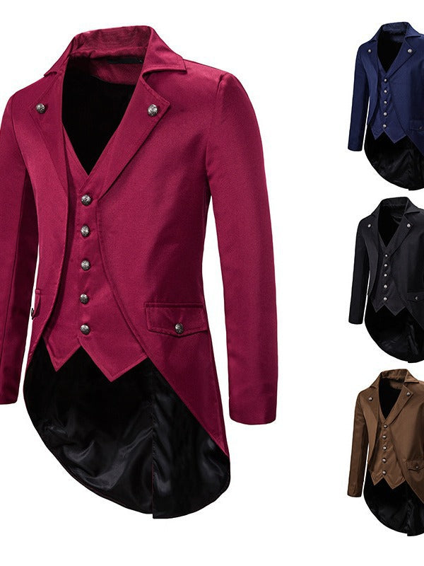 Herren eleganter Anzugmantel mit asymmetrischem Schnitt und feinen Details Echoarchiv