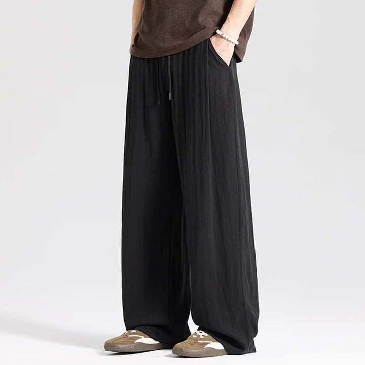 Herren Weite Leinenhose im Oversize-Stil mit Kordelzug und Seitentaschen Echoarchiv