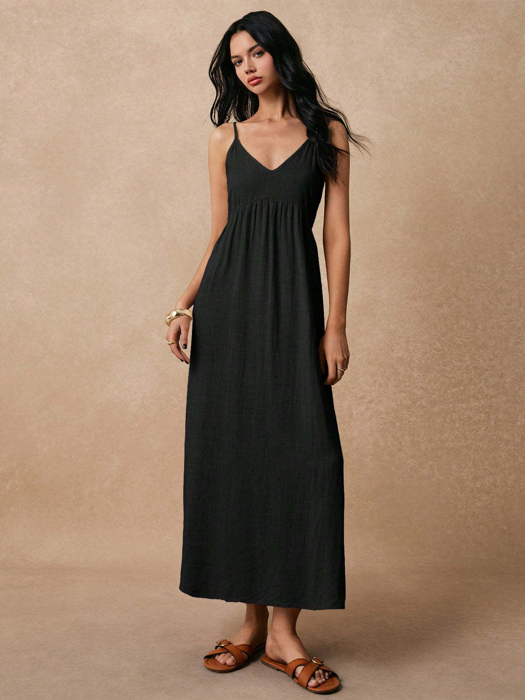 Damen Maxikleid mit feinen Spaghettiträgern und leichtem, atmungsaktivem Material Echo Archiv