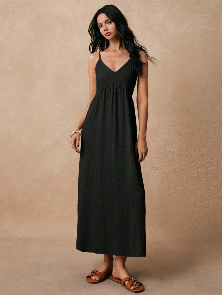 Damen Maxikleid mit feinen Spaghettiträgern und leichtem, atmungsaktivem Material Echo Archiv