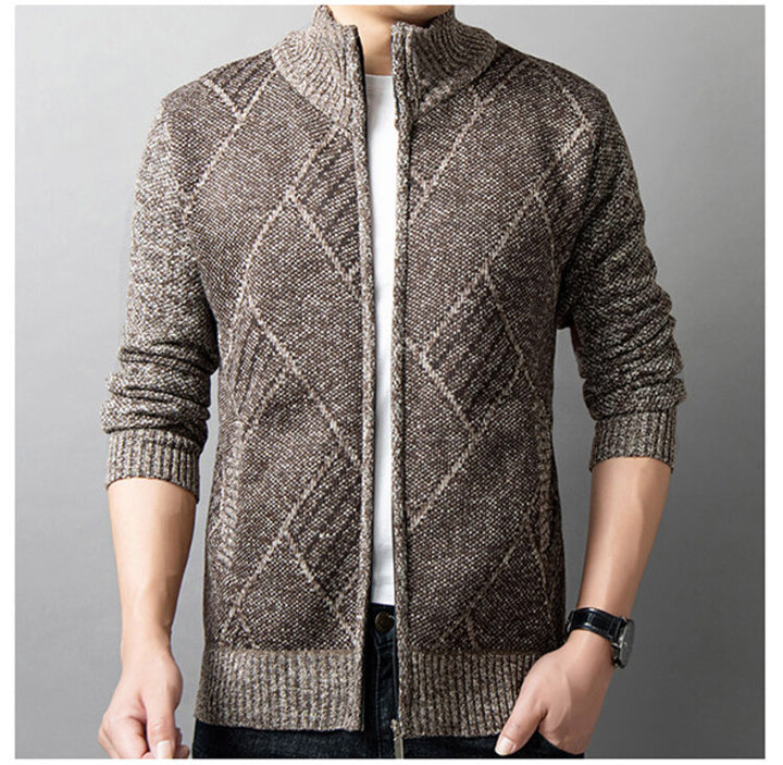 Herren Strickjacke mit modernem Zipper und grafischem Muster Echoarchiv