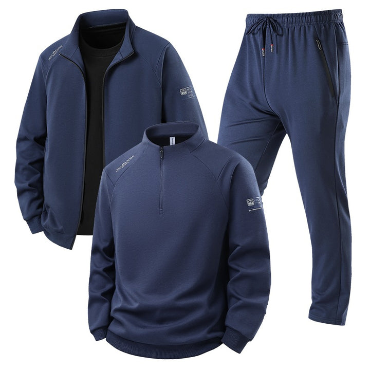 Herren Dreiteiliges Thermo-Trainingsset mit Halbzip-Pullover, Zip‑Jacke und Jogginghose Echoarchiv