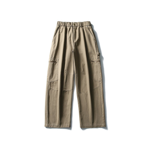 Damen Utility-Cargo-Hose mit weitem Bein, hohem elastischem Bund und Reißverschlusstaschen Echoarchiv