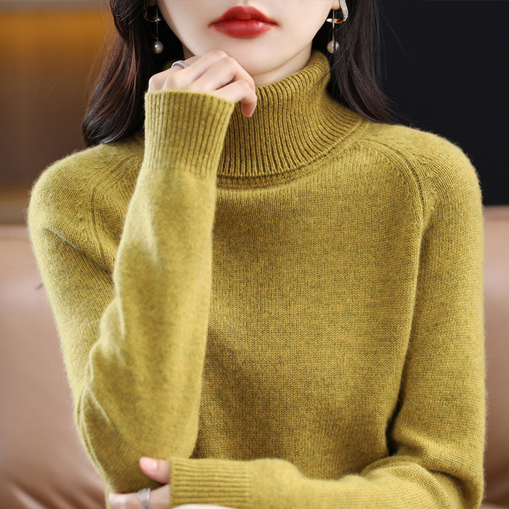 Damen Weicher Hochkragen-Pullover aus flauschigem Wollmix mit Raglanärmeln Echoarchiv