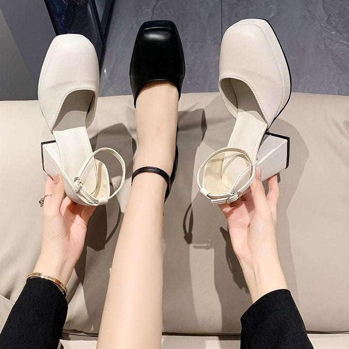 Damen Mary-Jane Pumps mit quadratischer Zehenbox, Plateau und robustem Blockabsatz – Lioré