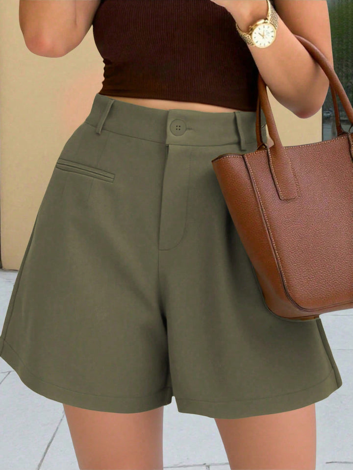 Damen Elegante High‑Waist Culotte‑Shorts mit Bundfalte und Paspeltaschen Echo Archiv