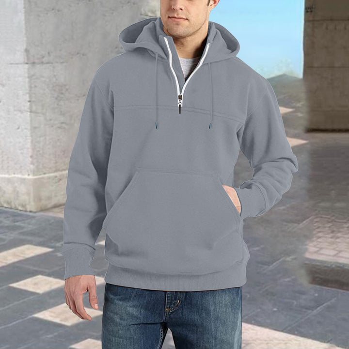 Herren modischer Kapuzenpullover mit halbem Reißverschluss und praktischen Kängurutaschen Echoarchiv