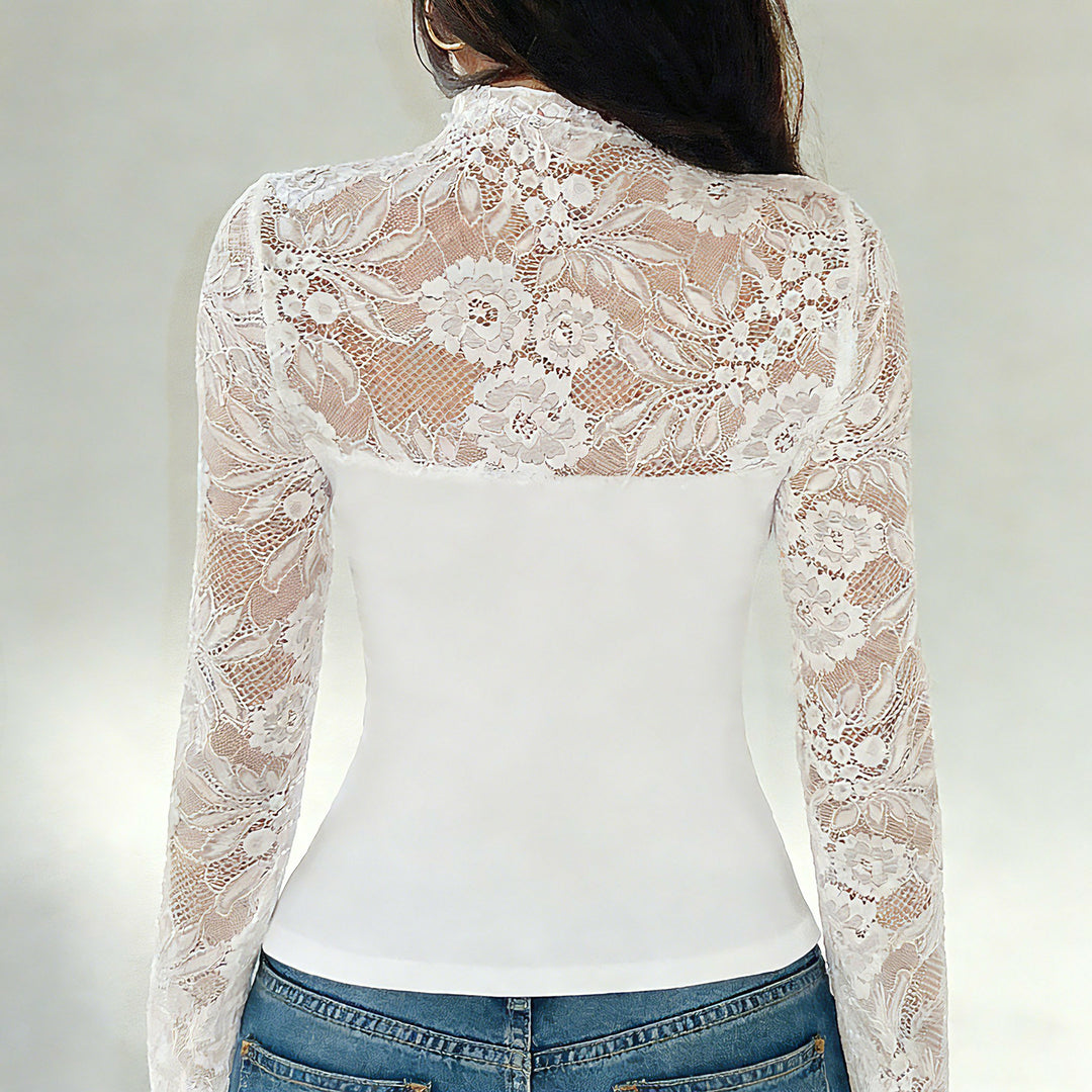 Damen Spitzenbluse mit schickem Halsteil und raffinierter Passform Echo Archiv