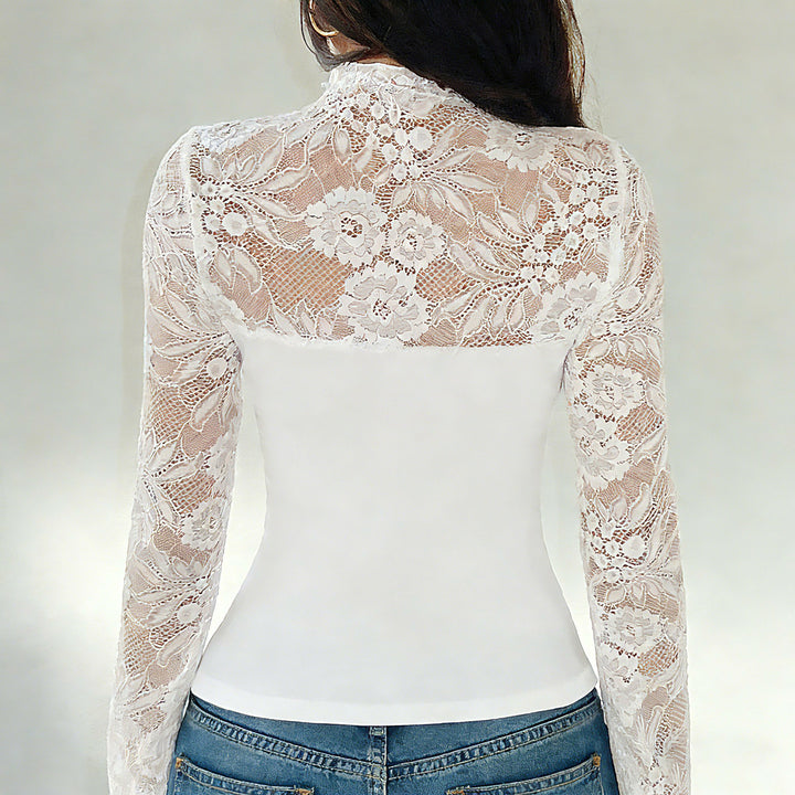 Damen Spitzenbluse mit schickem Halsteil und raffinierter Passform Echo Archiv