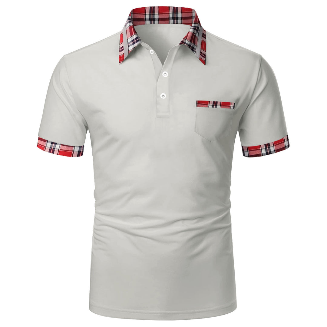 Herren Poloshirt mit modernem Karodetail und praktischer Brusttasche Echoarchiv
