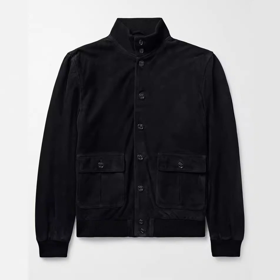 Herren modische Wildlederjacke mit strukturiertem Design Echoarchiv