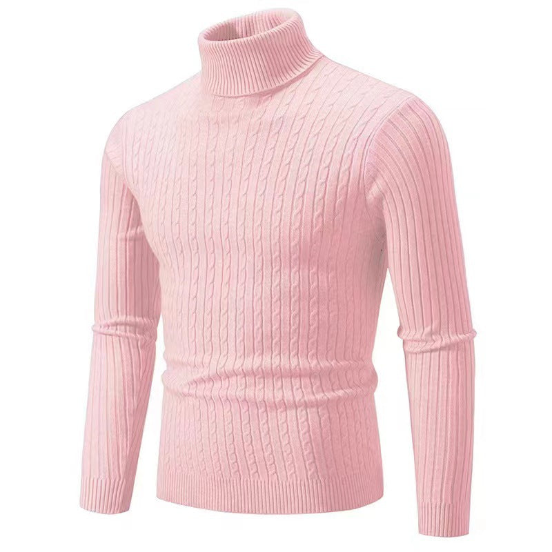 Herren nan gerippter Rollkragenpullover mit Zopfmuster und körpernaher Slim-Fit-Silhouette Echo Archiv