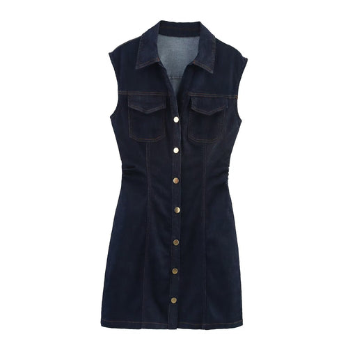 Damen Jeanskleid mit tailliertem Schnitt und praktischen Taschen Echo Archiv