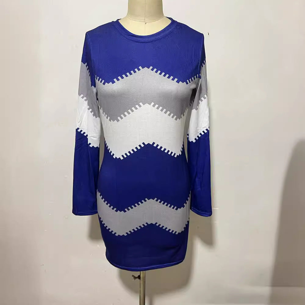 Damen nan Longsleeve-Strickkleid mit Chevron-Muster, geradem Saum und körperumspielender Passform Echo Archiv