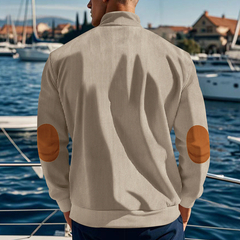 Herren Sweatshirt mit modernem Stehkragen und praktischem Knopfverschluss Echoarchiv