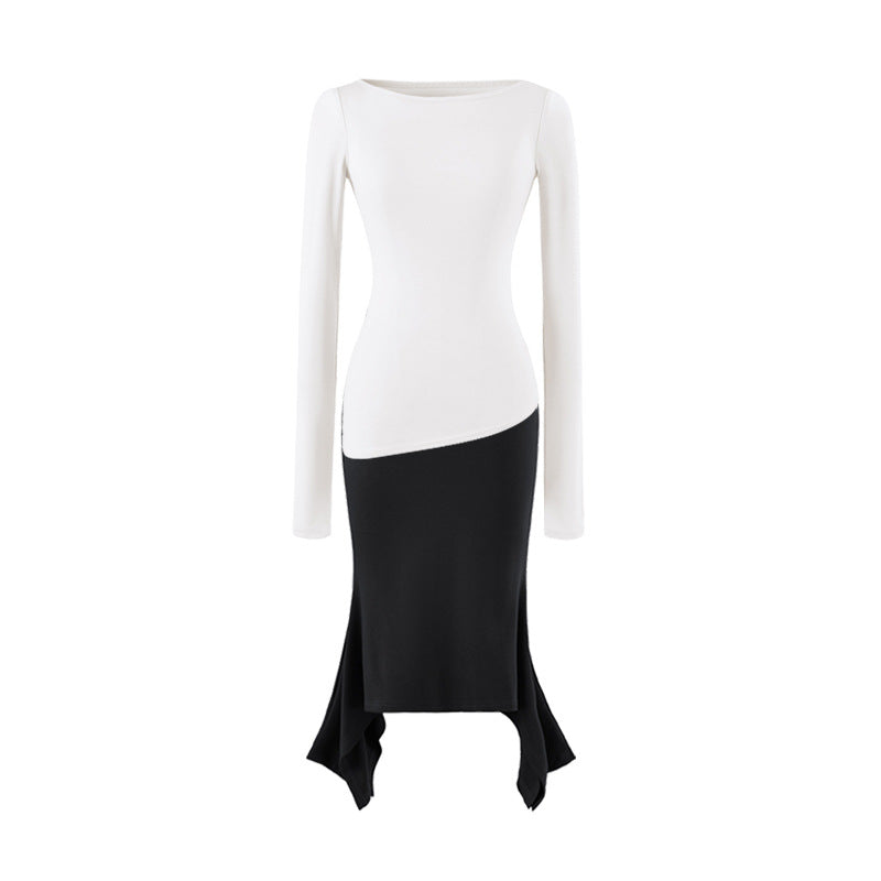 Damen Figurbetontes Midikleid mit asymmetrischem Zipfelsaum und Paneel-Design Echoarchiv