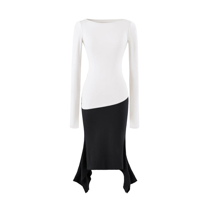 Damen Figurbetontes Midikleid mit asymmetrischem Zipfelsaum und Paneel-Design Echoarchiv