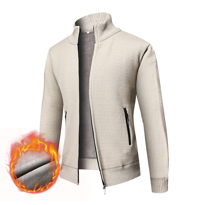 Herren Thermogefütterte Strickjacke mit Stehkragen und Mikrofleece-Innenfutter Echo Archiv