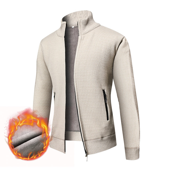 Herren Thermogefütterte Strickjacke mit Stehkragen und Mikrofleece-Innenfutter Echo Archiv