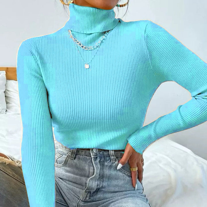 Damen Eleganter Rollkragenpullover mit feiner Rippstruktur Echoarchiv