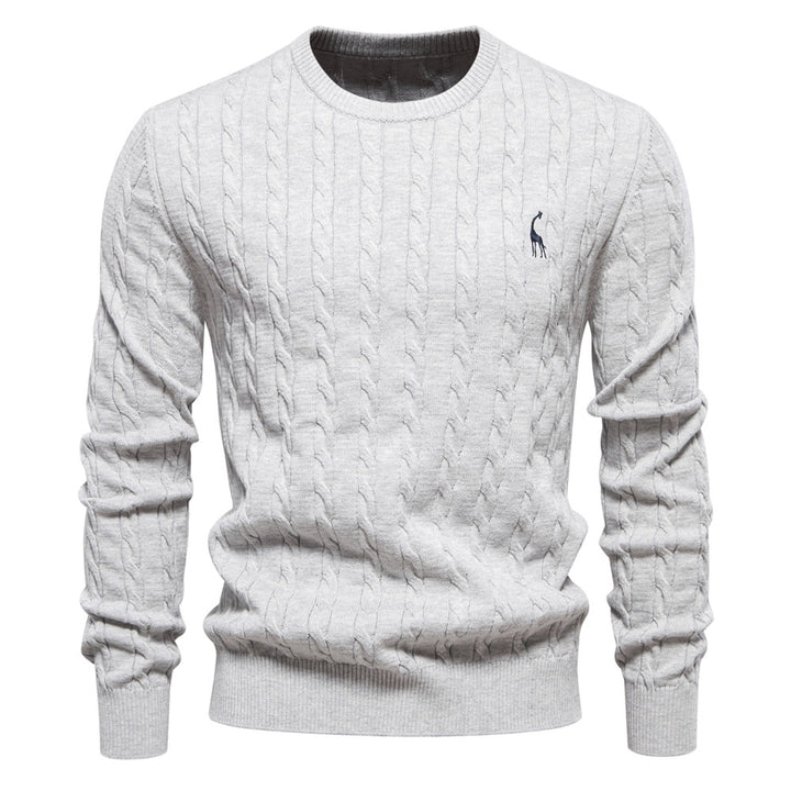 Herren Strickpullover mit Zopfmuster und Rundhalsausschnitt Echoarchiv
