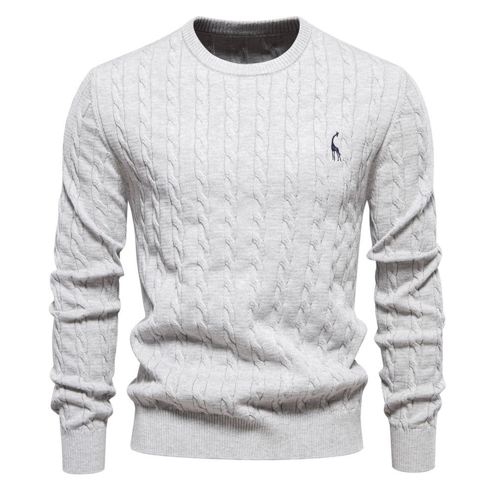 Herren Strickpullover mit Zopfmuster und Rundhalsausschnitt – Norvane