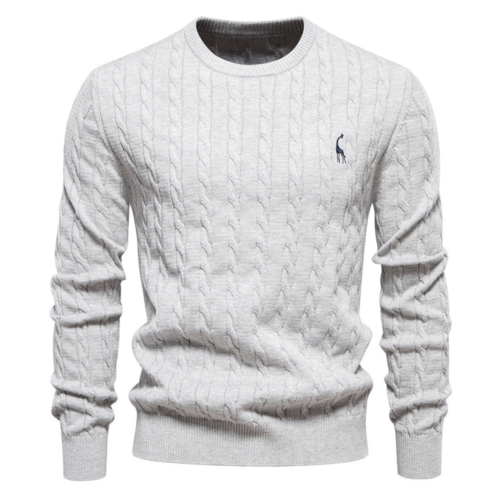 Herren Strickpullover mit Zopfmuster und Rundhalsausschnitt – Norvane