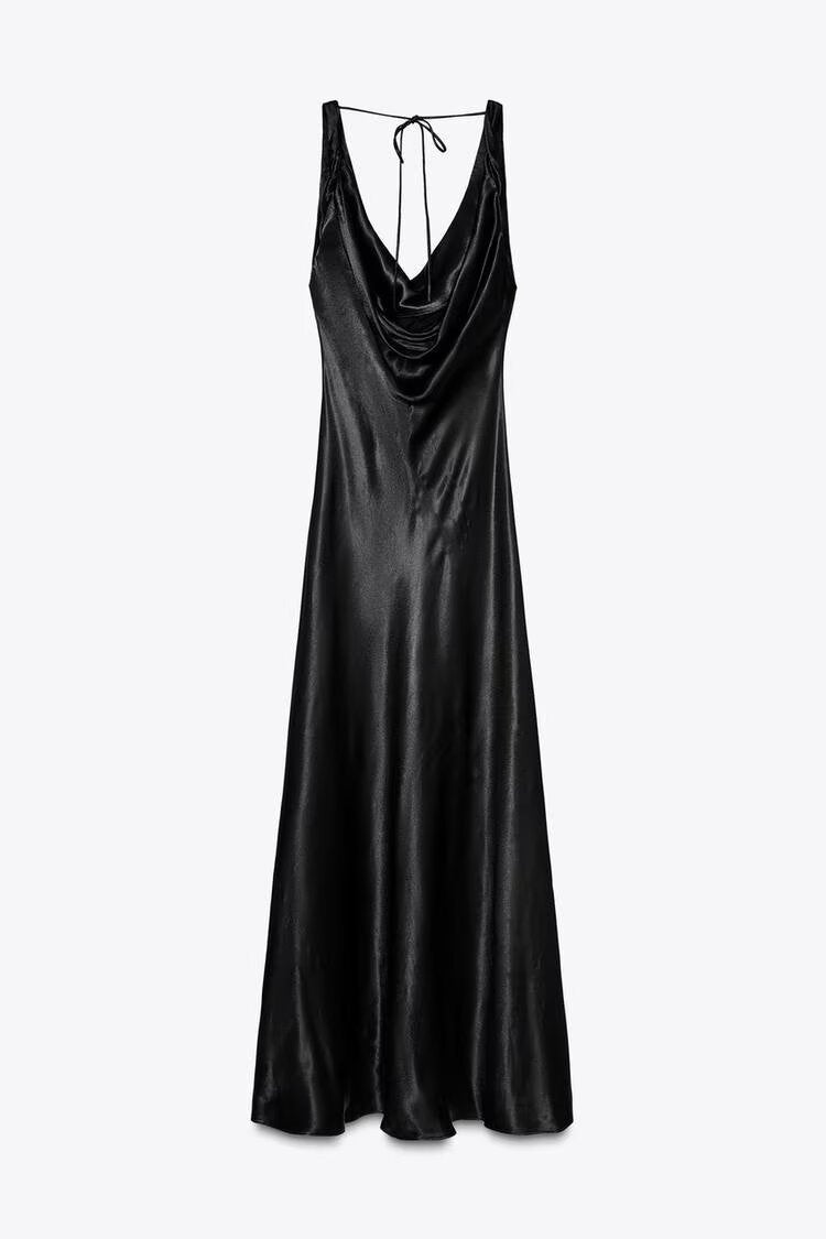 Lange Drapierte Kleid mit Eingebautem Bh – Valéora