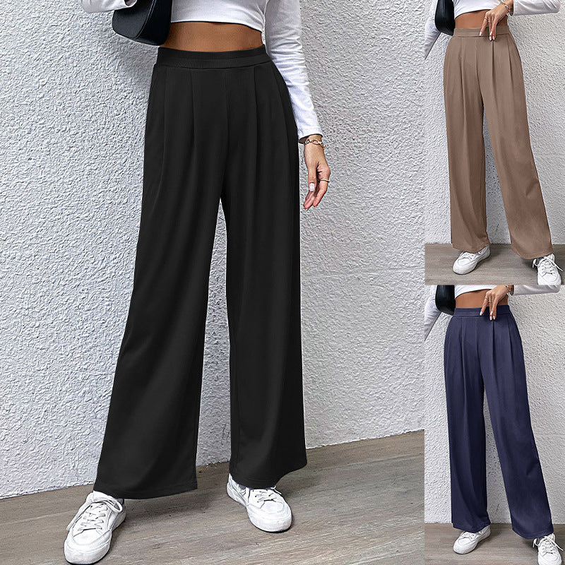 Damen Weite High‑Waist Stoffhose mit Bundfalten und Palazzo‑Silhouette – Avélisse