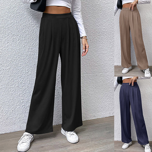 Damen Weite High‑Waist Stoffhose mit Bundfalten und Palazzo‑Silhouette – Avélisse