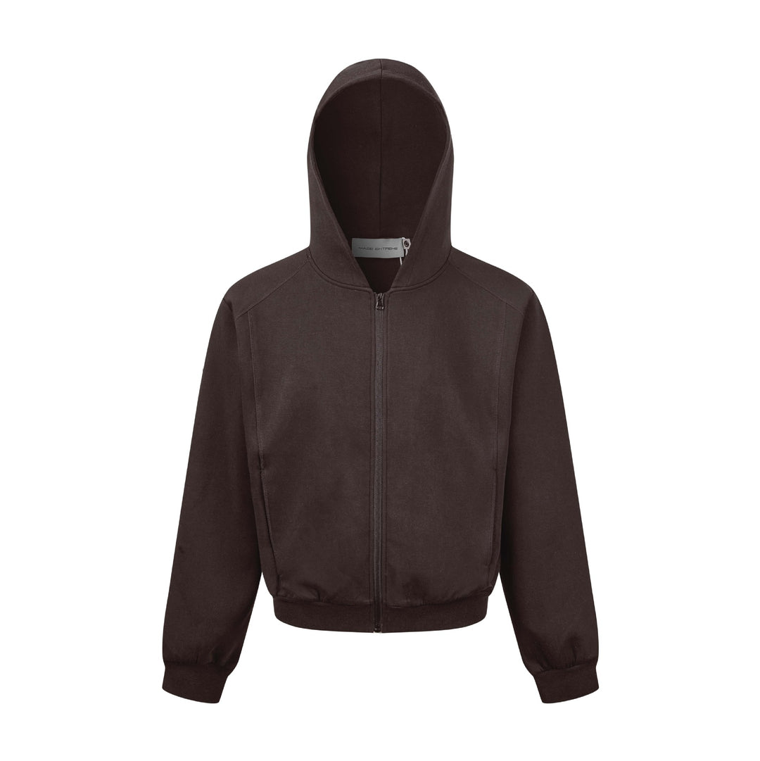 Unisex Kapuzen-Sweatjacke mit durchgehendem Reißverschluss und geripptem Bund Echoarchiv