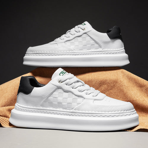 Unisex Voluminöse niedrige Sneaker mit geprägtem Schachbrettmuster und gepolstertem Fersenkragen – Norré
