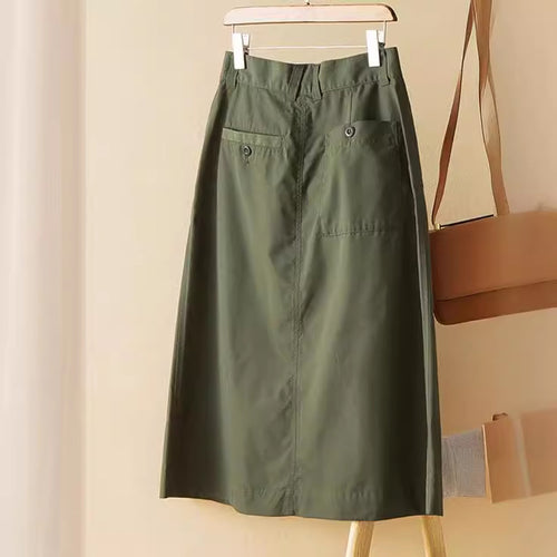 Damen Taillenhoher Midirock mit Eingrifftaschen, mittiger Naht und A‑Linie Echo Archiv