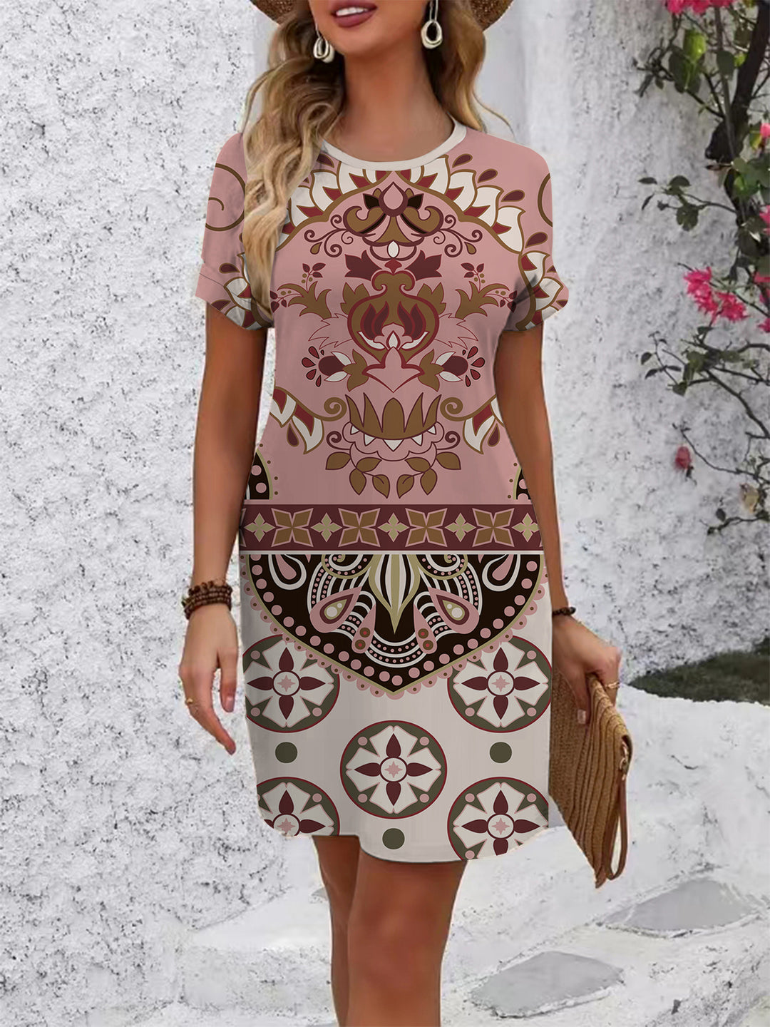 Damen T-Shirt Kleid mit kreativem Druckdesign Echo Archiv